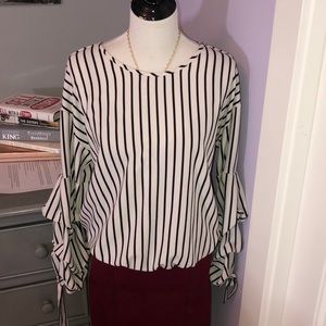 Striped Shirt with ruffled sleeves